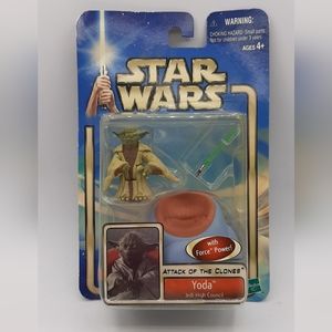 Vintage 2002 Star Wars Yoda Jedi High Council Attack Of The Clones Hasbro NEW